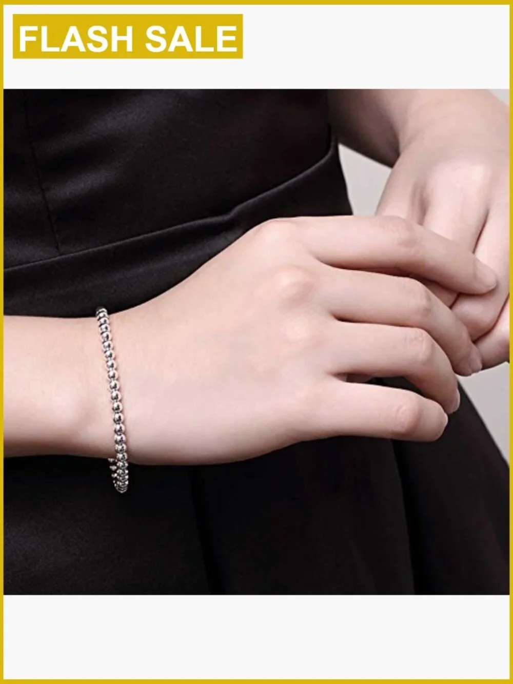 Sterling Silver 4mm Bead Ball Strand Bracelet - Handmade Chain Bracelet